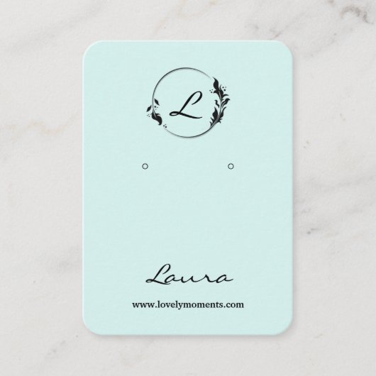 Moderne Schwarz/Blau-Ohrring-Display-Karte Visitenkarte (Vorderseite)