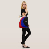 Moderne, schwarz-blaue, weiße Wellen Tasche (Am Model)