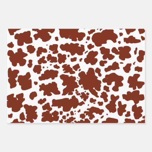 Moderne schwarz-braune Kuhhaut Textur Tierdruck Geschenkpapier Set (Vorderseite 2)