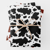 Moderne schwarz-braune Kuhhaut Textur Tierdruck Geschenkpapier Set (Beispiel)