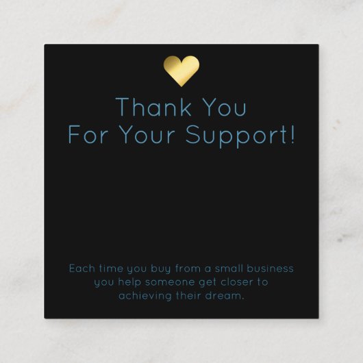 Moderne Schwarz-Bronze-Schmuckverpackung Quadratische Visitenkarte (Rückseite)