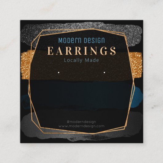 Moderne Schwarz-Bronze-Schmuckverpackung Quadratische Visitenkarte (Vorderseite)