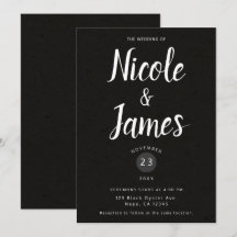 Moderne Schwarz Chic Minimal Hochzeit