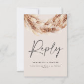 Moderne schwarz chic rustikale Pampas Gras Hochzei RSVP Karte (Vorderseite)