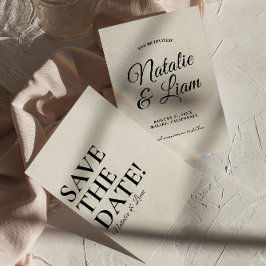 Moderne Schwarz & Creamy Funky Bold Retro Wedding Save The Date