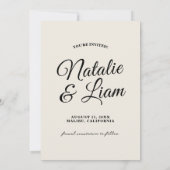 Moderne Schwarz & Creamy Funky Bold Retro Wedding Save The Date (Rückseite)