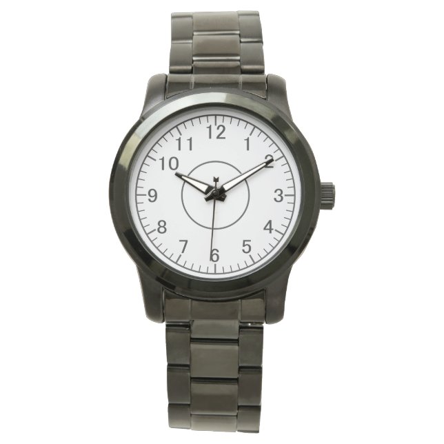 Moderne Schwarz Edelstahl-Uhr  Armbanduhr (Vorderseite)