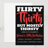 Moderne Schwarz einfache Erwachsene 30. Geburtstag Einladung (Vorne/Hinten)