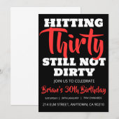 Moderne Schwarz einfache Erwachsene 30. Geburtstag Einladung (Vorne/Hinten)