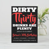 Moderne Schwarz einfache Erwachsene 30. Geburtstag Einladung (Stehend Vorderseite)