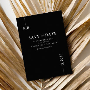 Moderne Schwarz-Elegant-Monogramm-Hochzeit Save The Date