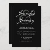 Moderne Schwarz Elegant White Gray Script Hochzeit Einladung (Vorne/Hinten)