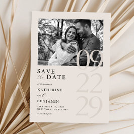Moderne Schwarz-Elfenbein-Minimalistische Foto Hoc Save The Date