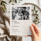 Moderne Schwarz-Elfenbein-Minimalistische Foto Hoc Save The Date