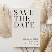 Moderne Schwarz-Elfenbein-Minimalistische Hochzeit Save The Date