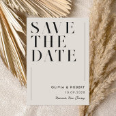 Moderne Schwarz-Elfenbein-Minimalistische Hochzeit Save The Date