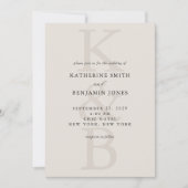 Moderne Schwarz-Elfenbein-Monogramm-Minimalistisch Einladung (Vorderseite)