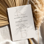 Moderne Schwarz-Elfenbein-Monogramm-Minimalistisch Einladung