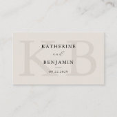 Moderne Schwarz-Elfenbein-Monogramm-Minimalistisch Platzkarte (Vorderseite)