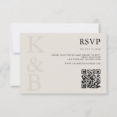 Moderne Schwarz-Elfenbein-Monogramm-Minimalistisch RSVP Karte (Vorderseite)