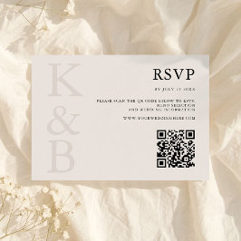 Moderne Schwarz-Elfenbein-Monogramm-Minimalistisch RSVP Karte