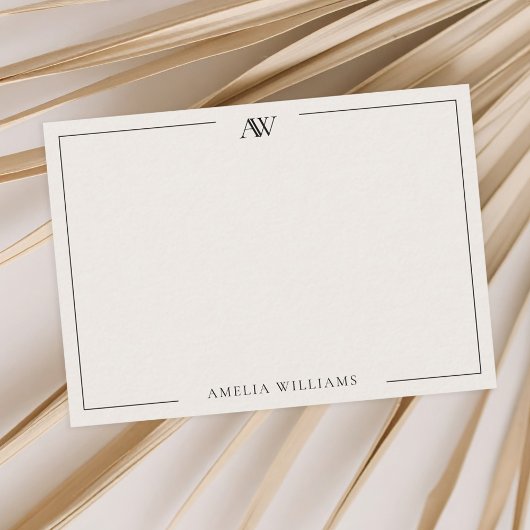 Moderne Schwarz-Elfenbeinfarben-Minimalistische El Mitteilungskarte