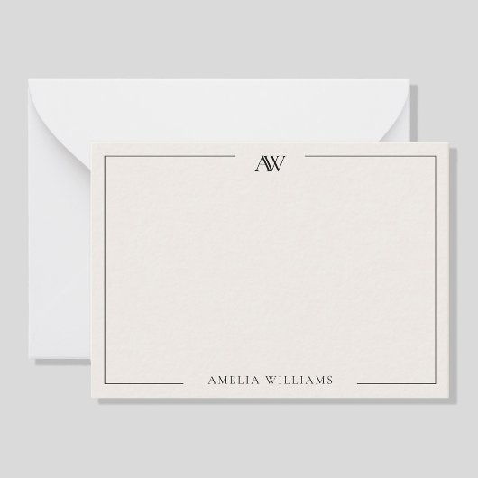 Moderne Schwarz-Elfenbeinfarben-Minimalistische El Mitteilungskarte