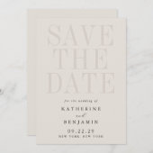 Moderne Schwarz-Elfenbeinhochzeit Save The Date (Vorne/Hinten)