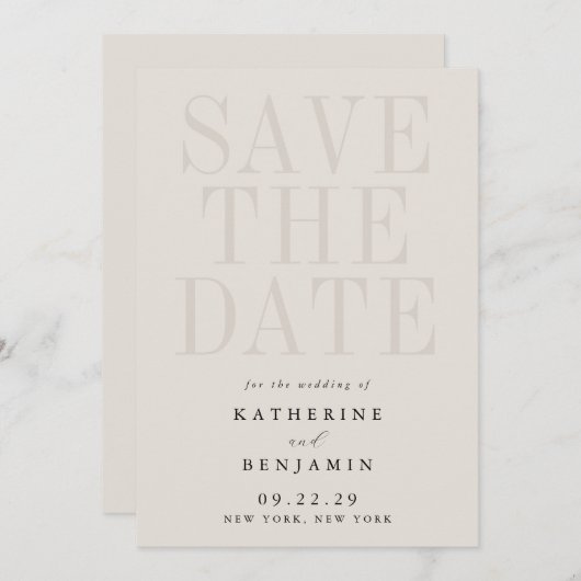 Moderne Schwarz-Elfenbeinhochzeit Save The Date (Vorne/Hinten)