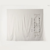 Moderne Schwarz-Elfenbeinmonogramm-Hochzeitsszenar Wandteppich (Vorderseite (Horizontal))