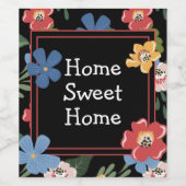 Moderne Schwarz-farbige Zuhause Sweet Zuhause Weinetikett (Einzelnes Label)