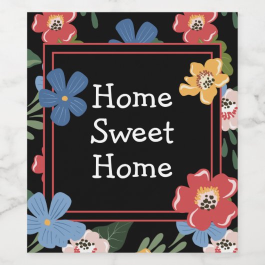 Moderne Schwarz-farbige Zuhause Sweet Zuhause Weinetikett (Einzelnes Label)