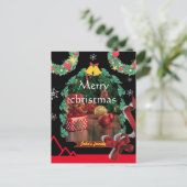 Moderne Schwarz-Foto-Chic-Weihnachten Feiertagspostkarte (Stehend Vorderseite)