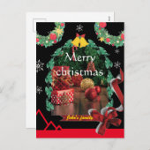 Moderne Schwarz-Foto-Chic-Weihnachten Feiertagspostkarte (Vorne/Hinten)