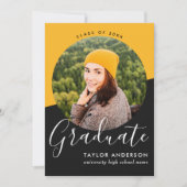 Moderne Schwarz - Foto Graduation Party Einladung (Vorderseite)