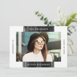 Moderne Schwarz-Foto-Graduierungspartei Einladung