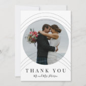 Moderne Schwarz Foto Hochzeit danke Karte (Vorderseite)