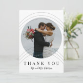 Moderne Schwarz Foto Hochzeit danke Karte (Stehend Vorderseite)