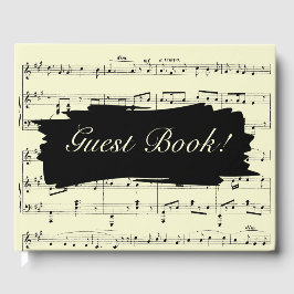 Moderne Schwarz-Gelb-Musik Einladung zur Hochzeit Gästebuch
