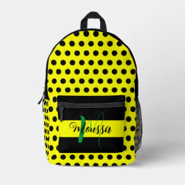 Moderne schwarz-gelbe Farbe - Anfangsname Monogram Bedruckter Rucksack