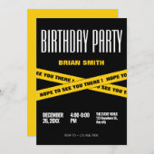 Moderne schwarz-gelbe Geburtstagsparty Einladung (Vorne/Hinten)