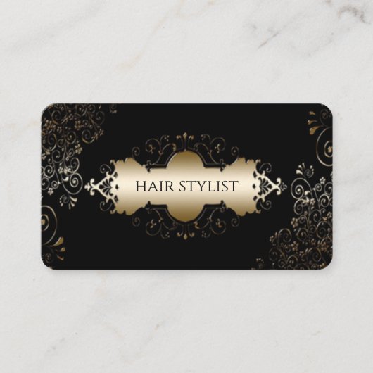 Moderne schwarz-gelbe, schicke Haarstylistin Visitenkarte (Vorderseite)