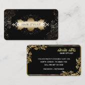 Moderne schwarz-gelbe, schicke Haarstylistin Visitenkarte (Vorne/Hinten)