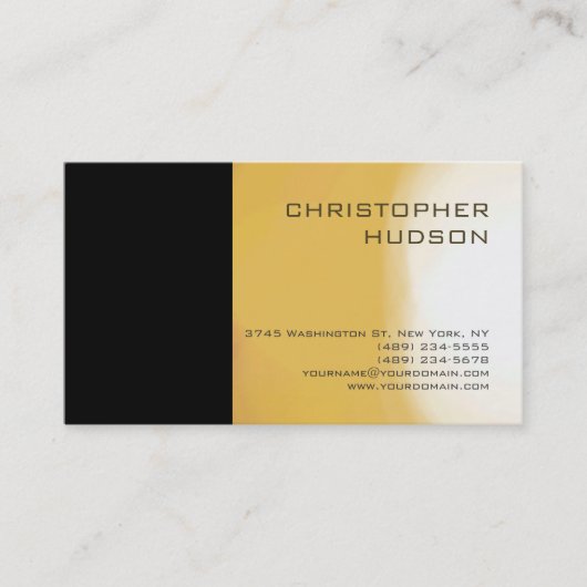 Moderne, schwarz-gelbe Schlichte Visitenkarte (Vorderseite)