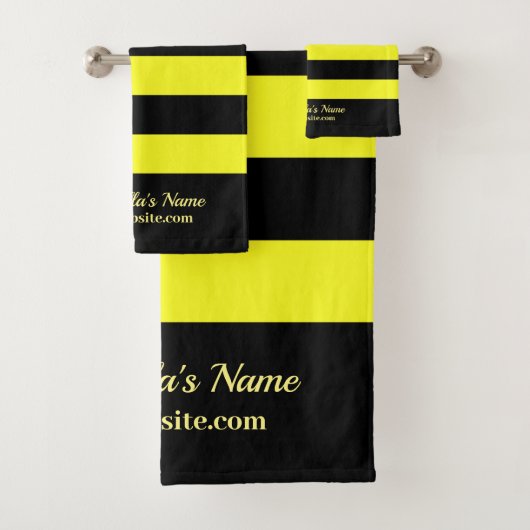Moderne schwarz-gelbe Streifen - kundenspezifische Badhandtuch Set (Insitu)