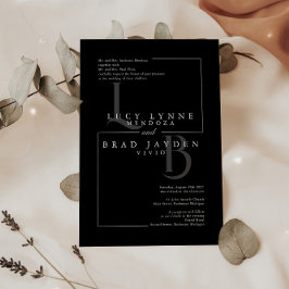 Moderne Schwarz Geometrische Initialen zum Hochzei Einladung