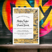 Moderne, schwarz geschmolzene Gold Stilvolle Abstr Einladung