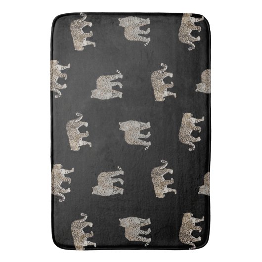 Moderne Schwarz-Glattleopard-Jungtiere Badematte (Vorderseite Vertikal)