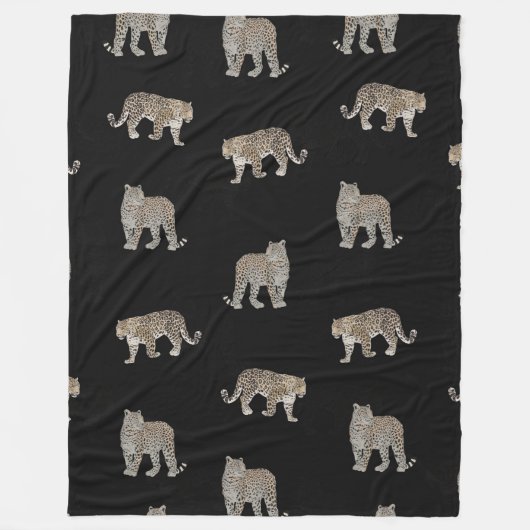 Moderne Schwarz-Glattleopard-Jungtiere Fleecedecke (Vorderseite)