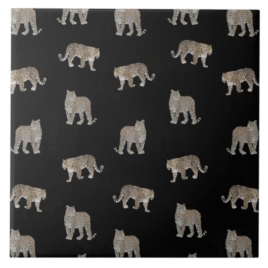 Moderne Schwarz-Glattleopard-Jungtiere Fliese (Vorderseite)